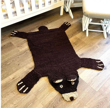 Organic Wool Play Mat + Nursery Rug  | Brown Bear
