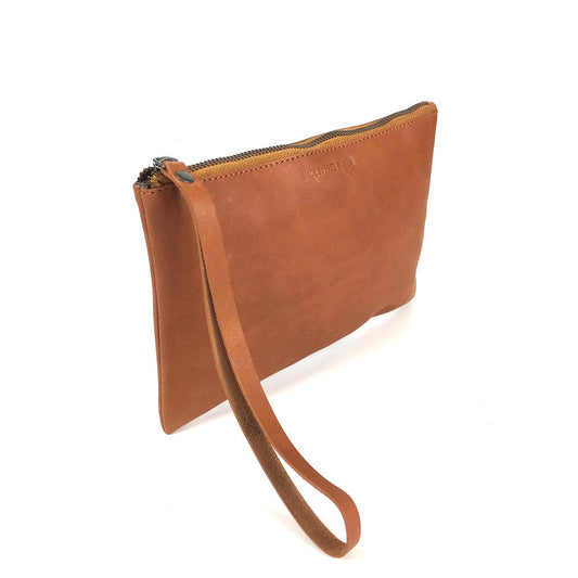 Cartera de cuero color camel