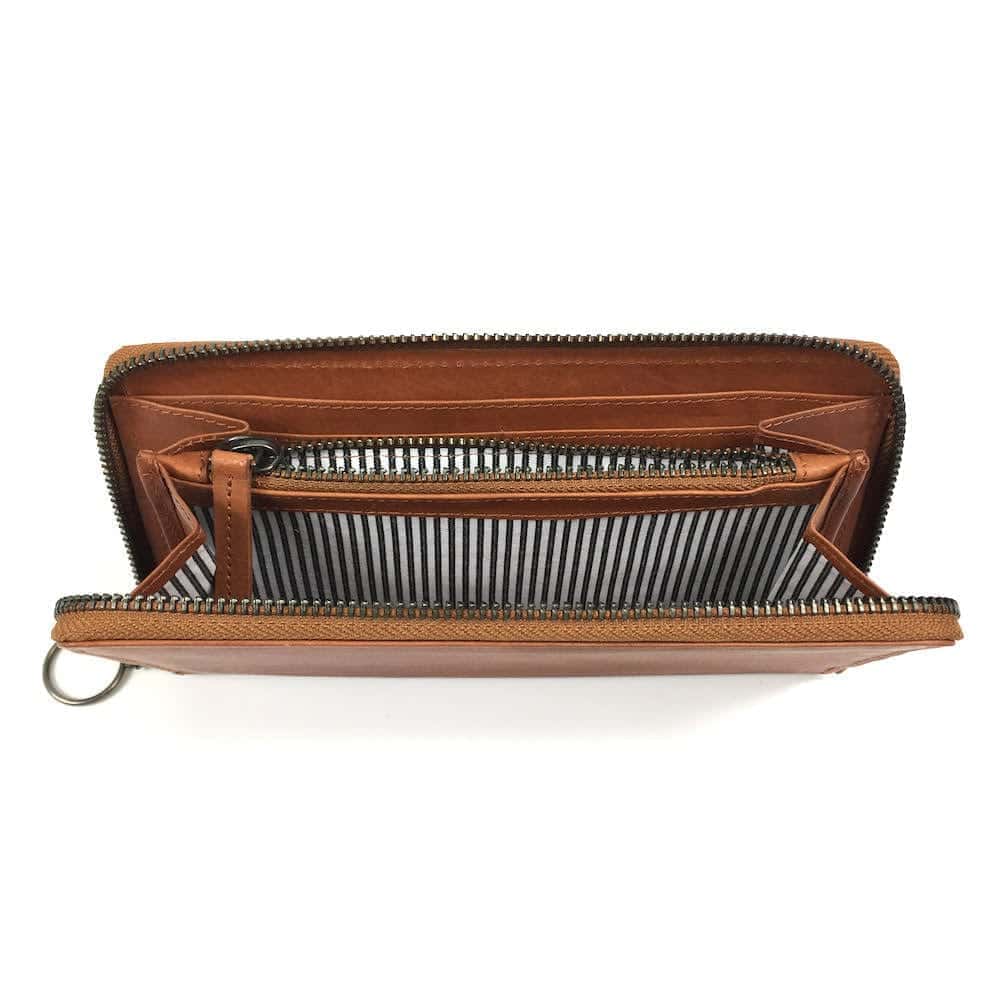 Cartera con cremallera color camello