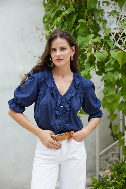 Camisa Chloe en azul marino 