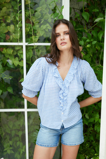 Camisa Chloe en cuadros azules pequeños 