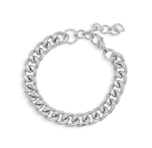 MASON SILVER CUBAN CHAIN BRACELET -  SILVER