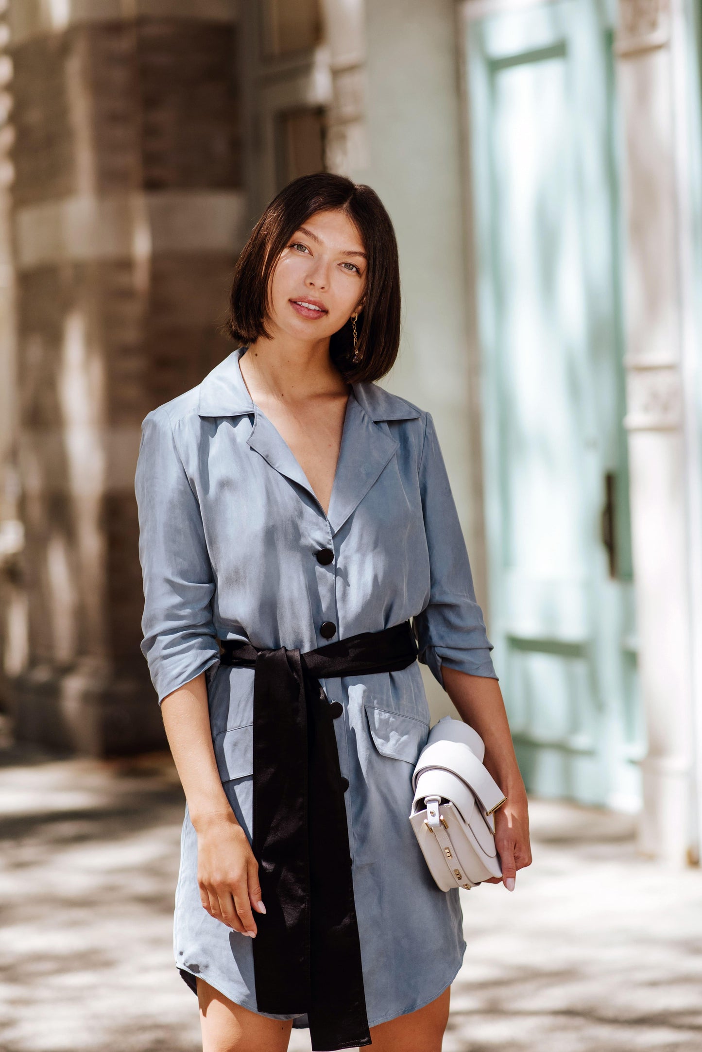 Vestido blazer azul cielo