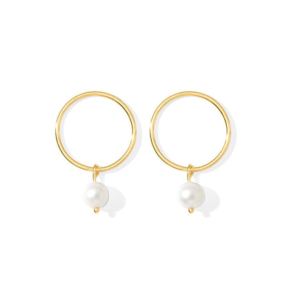 Pendientes circulares de perlas de agua dulce