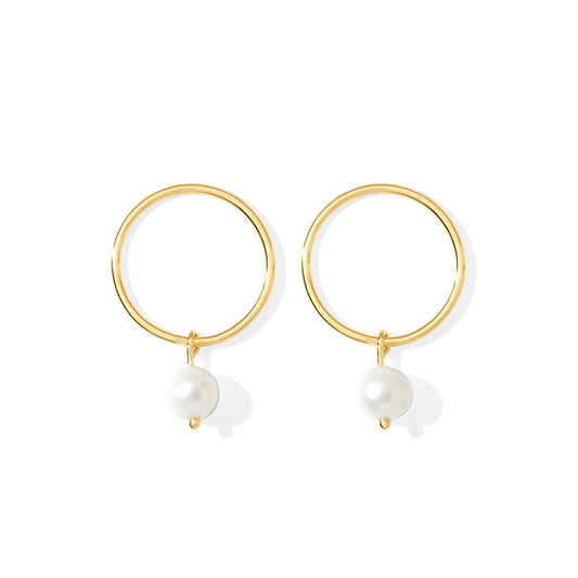 Pendientes circulares de perlas de agua dulce