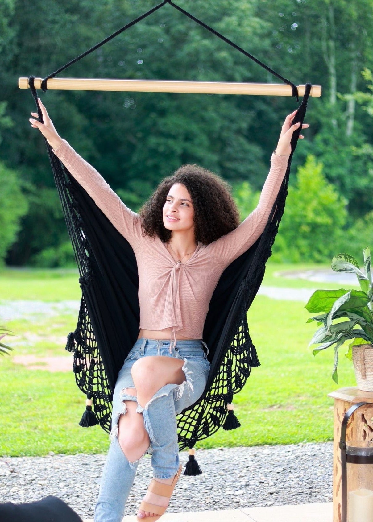 Black Crochet Hammock Chair Swing | LUCIA