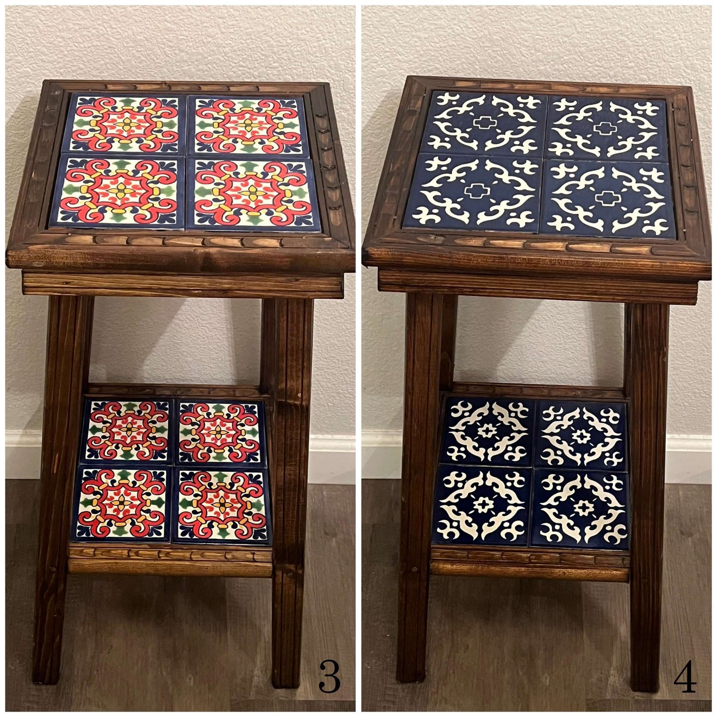 Mesa auxiliar mexicana personalizable | Mesa auxiliar de madera con azulejos de Talavera