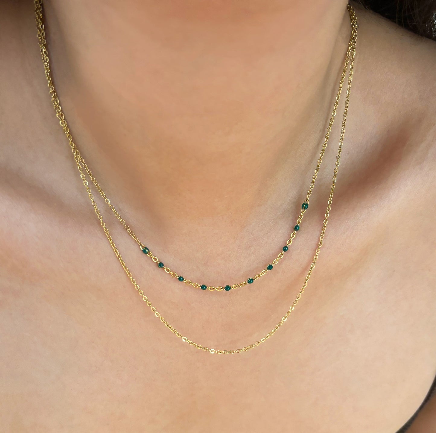 Collar de cuentas verdes Roxi Detainy Gold Duo