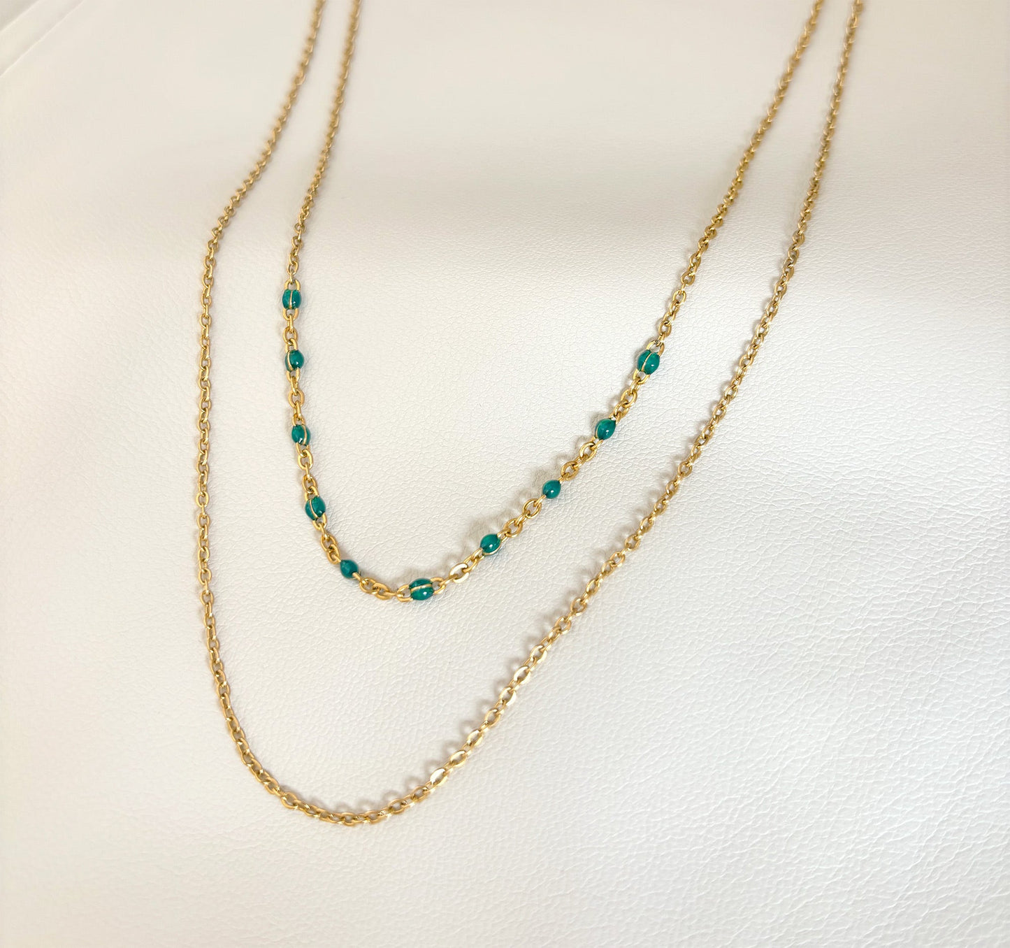 Collar de cuentas verdes Roxi Detainy Gold Duo