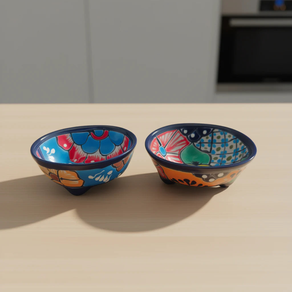 Tazón de salsa de cerámica de Talavera | Plato mexicano artesanal