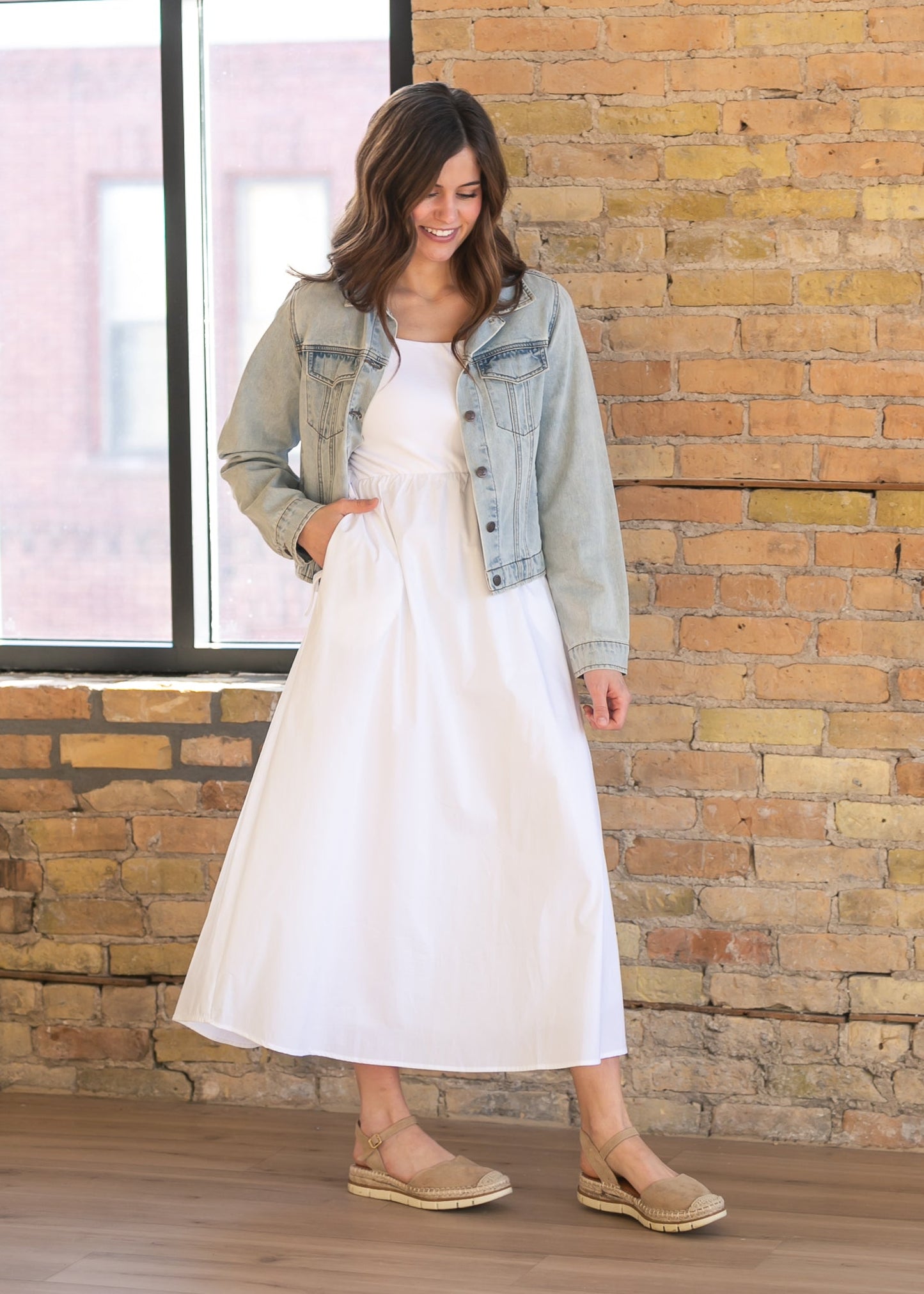 Vestido largo acampanado Eleanor White