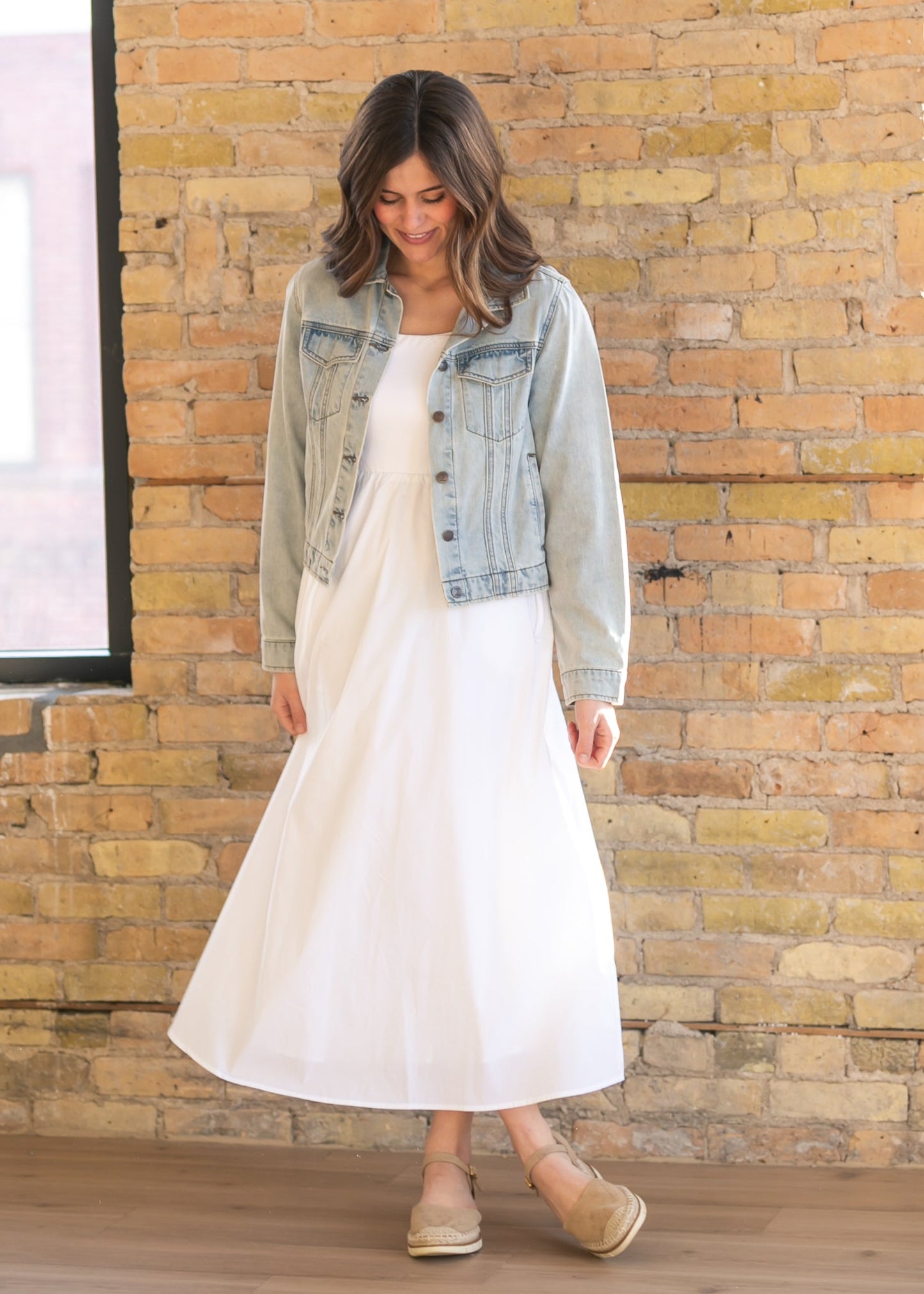 Vestido largo acampanado Eleanor White