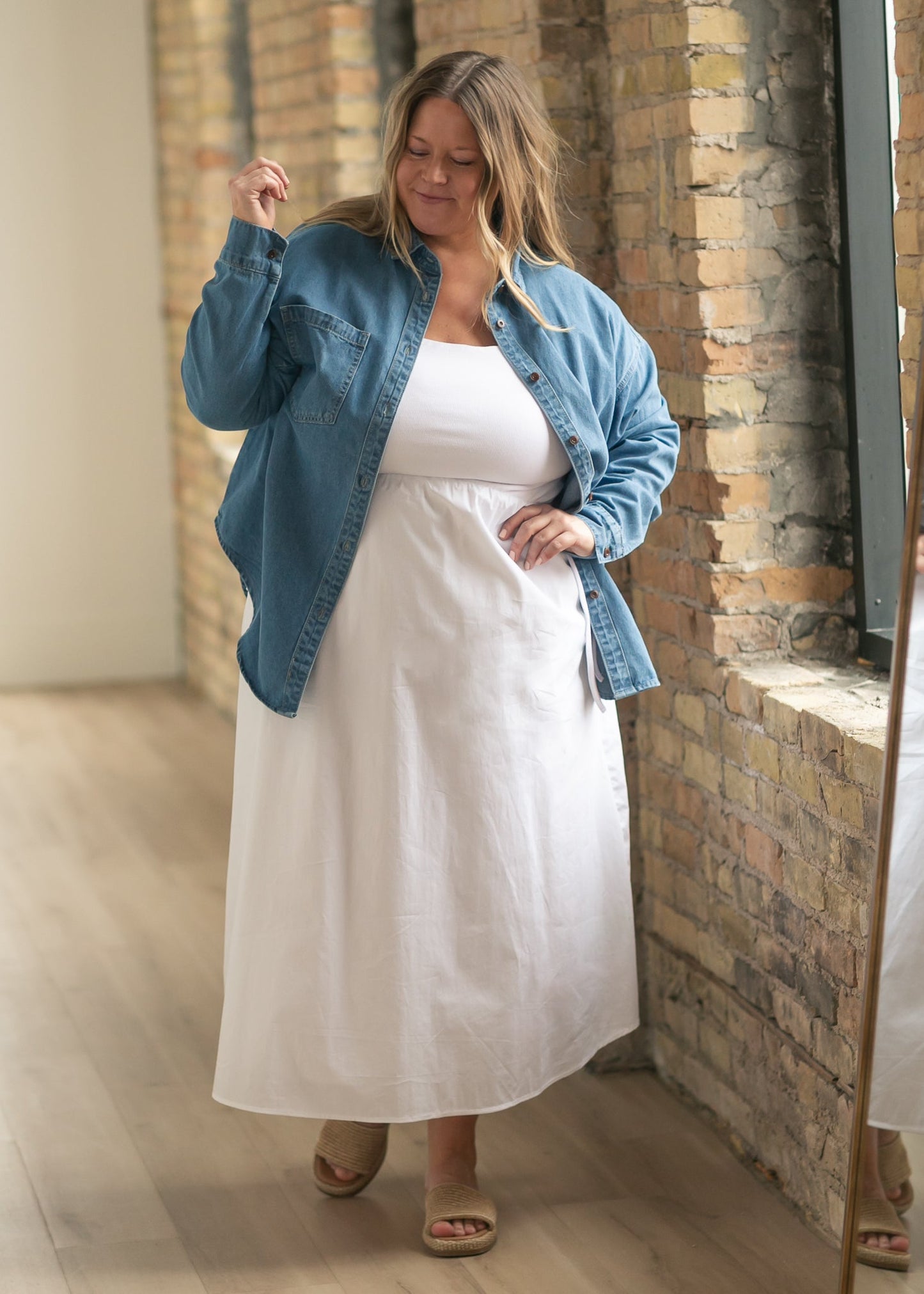 Vestido largo acampanado Eleanor White