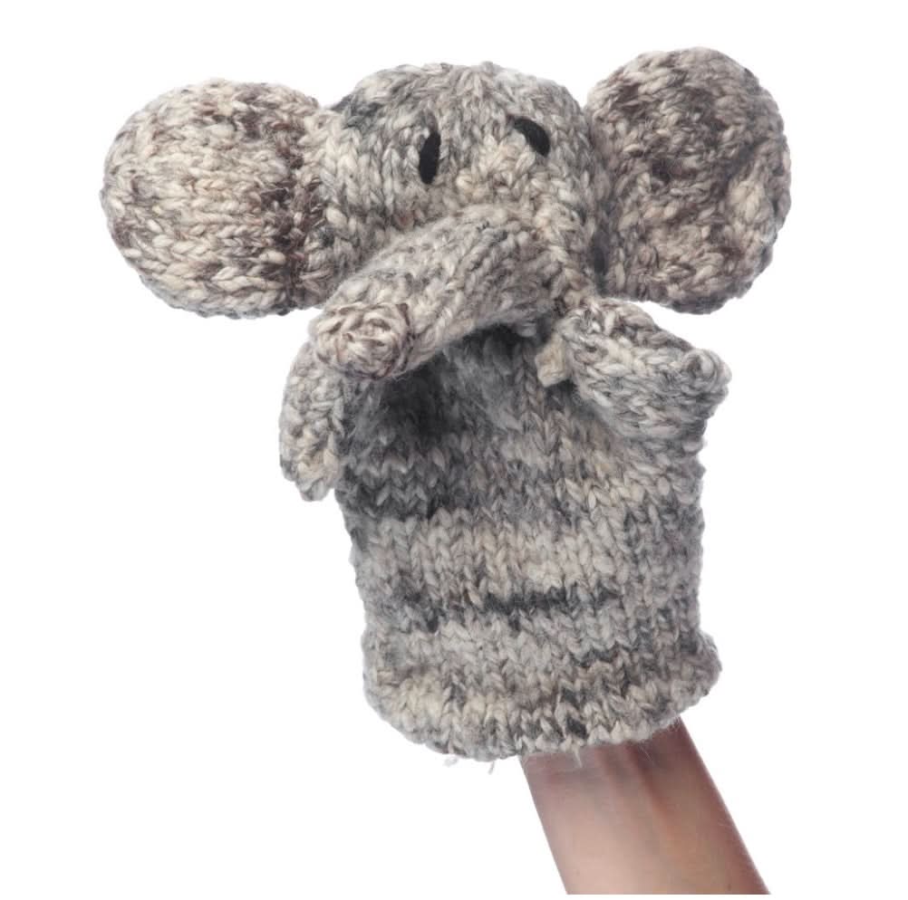 Organic Wool Knit Hand Puppet  | Elliot the Elephant