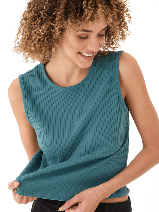 Camiseta de tirantes con cuello redondo y rib orgánico Emilia