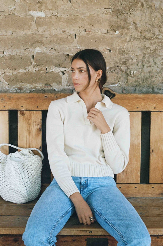 Emmit Sweater - Tan Knit Collared Sweater