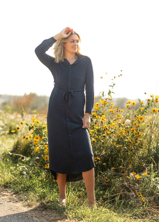 Vestido camisero de lino esencial