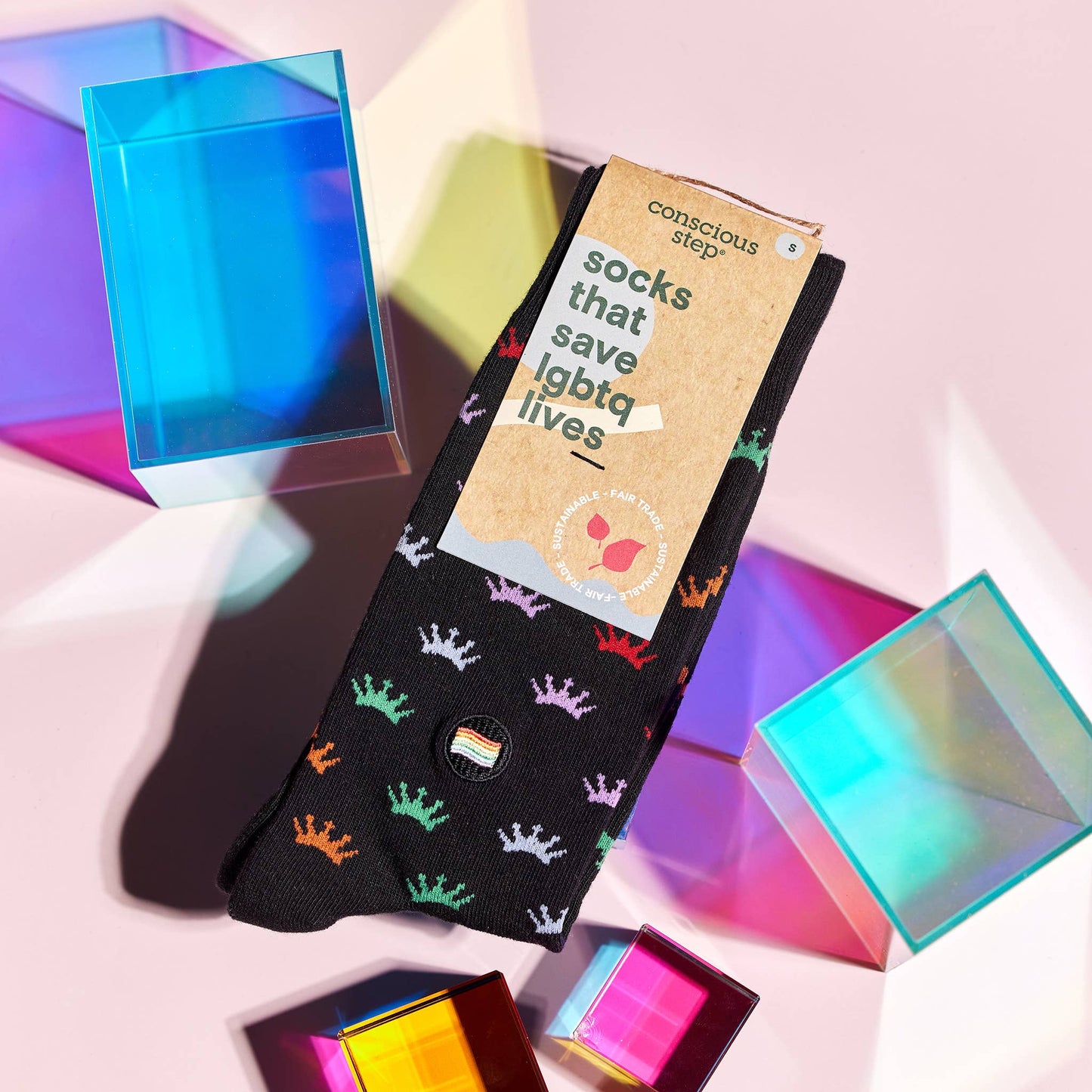 Calcetines que salvan vidas LGBTQ (Coronas de colores)