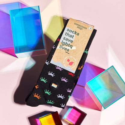 Calcetines que salvan vidas LGBTQ (Coronas de colores)