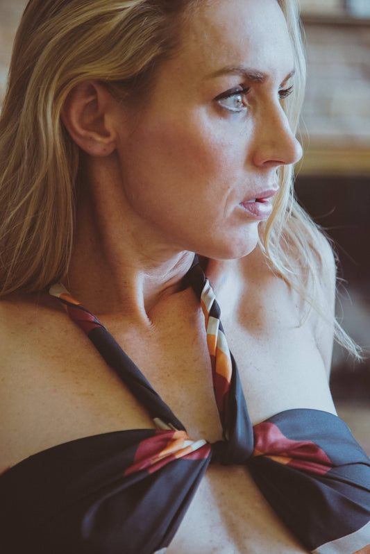 Bufanda retro de seda geométrica