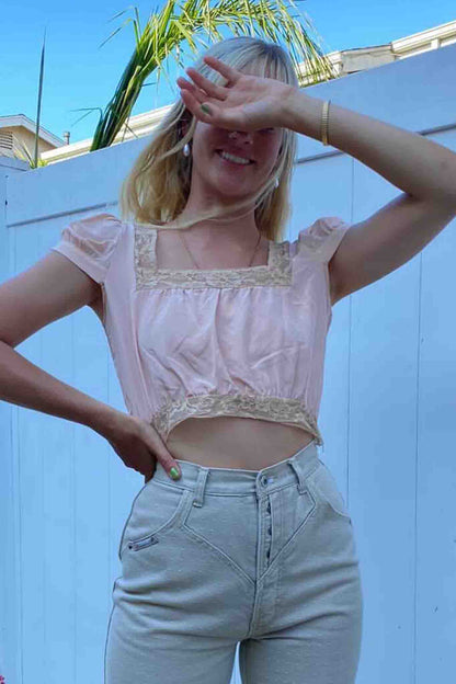 Georgia Top - Seda rosa suave