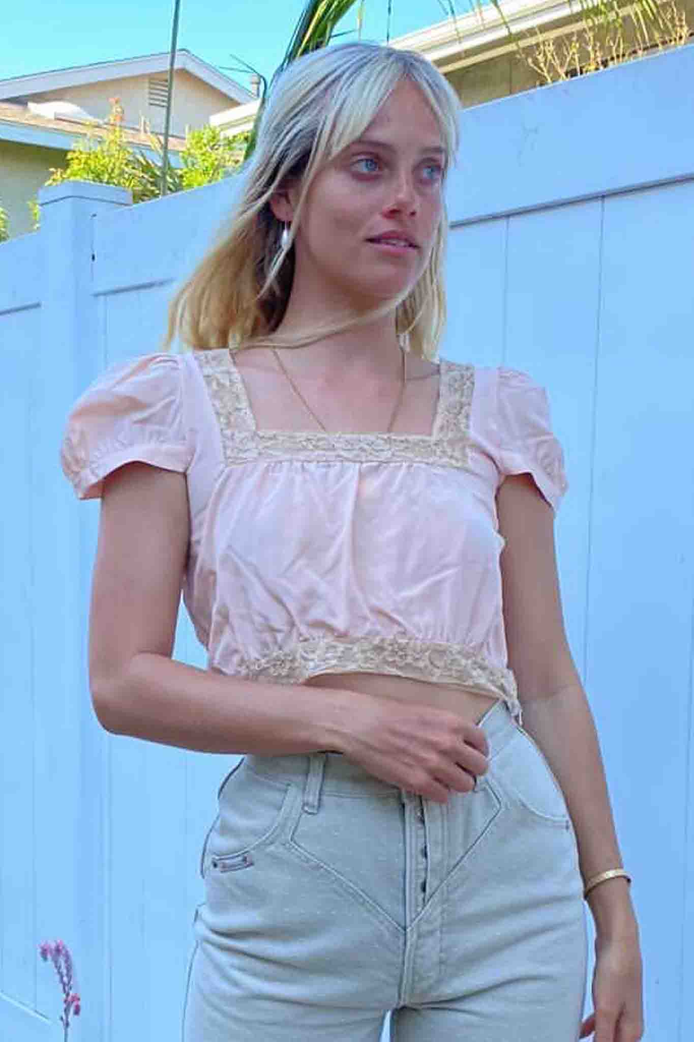 Georgia Top - Seda rosa suave