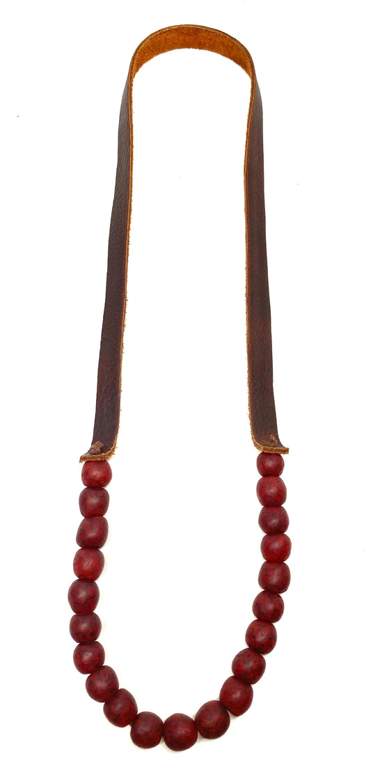Glass 1 Strand Necklace • Cranberry