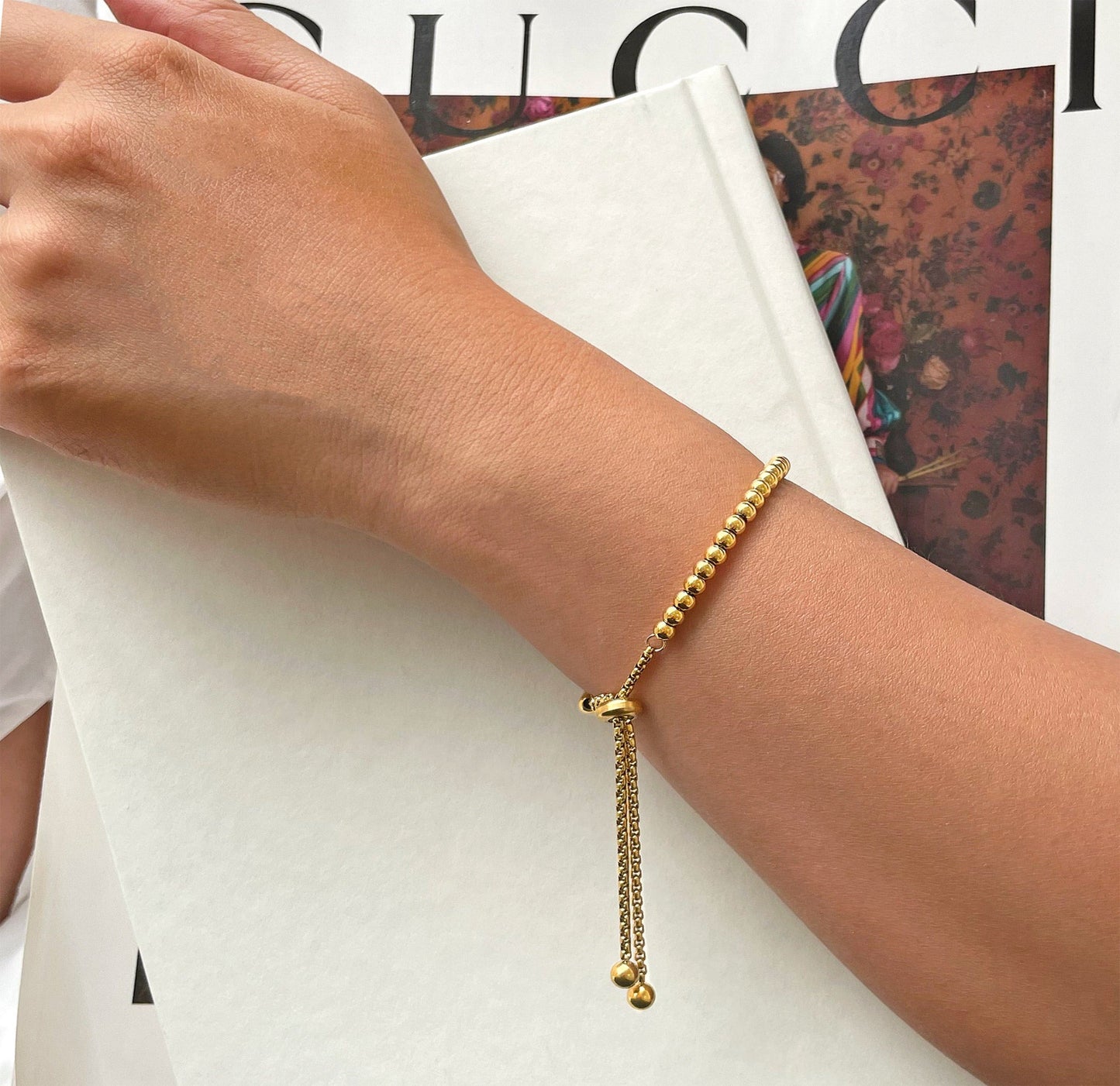 PULSERA DE CUENTAS CON BOLAS DE ORO ELLIE
