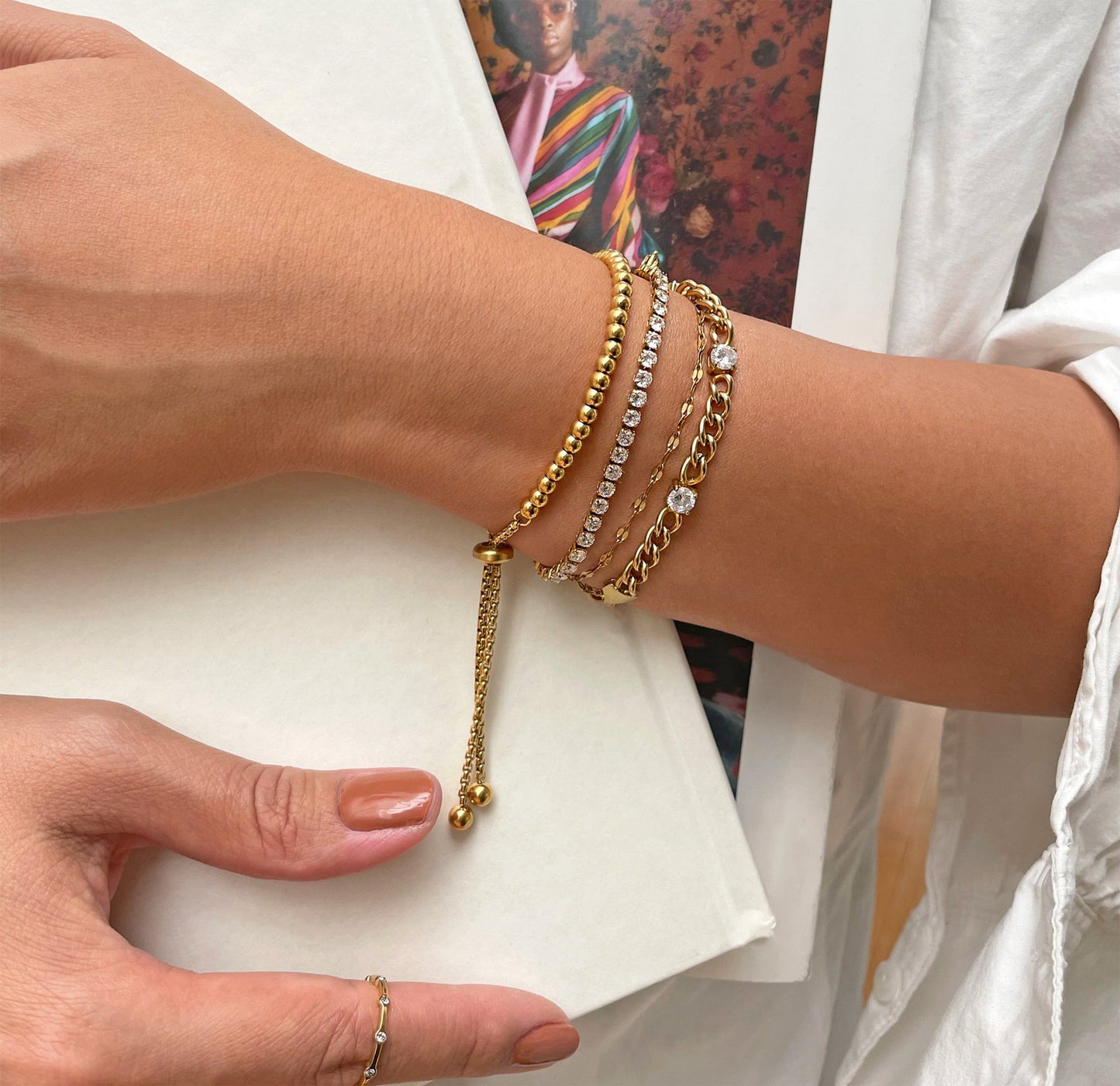 PULSERA DE CUENTAS CON BOLAS DE ORO ELLIE