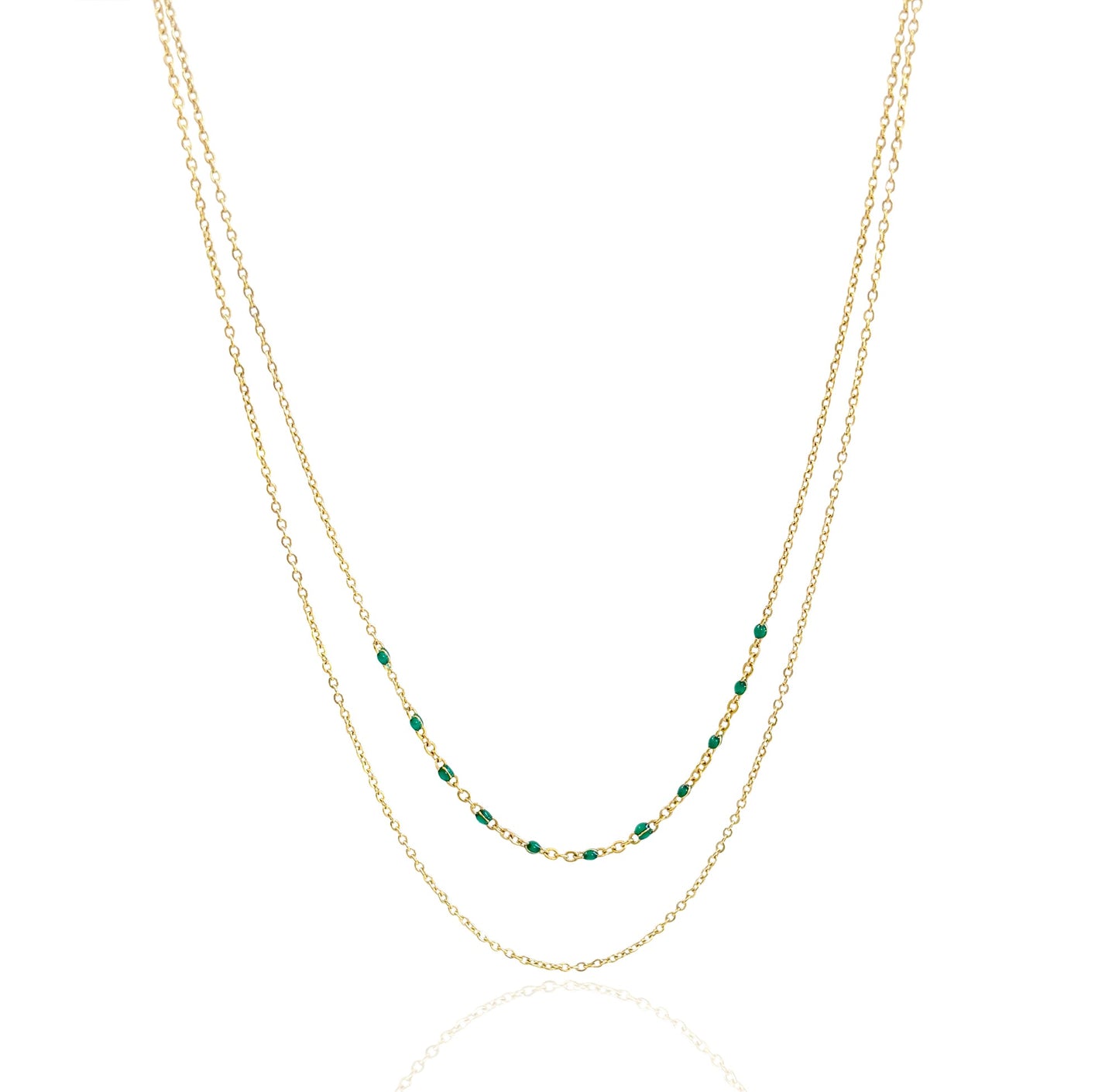 Collar de cuentas verdes Roxi Detainy Gold Duo