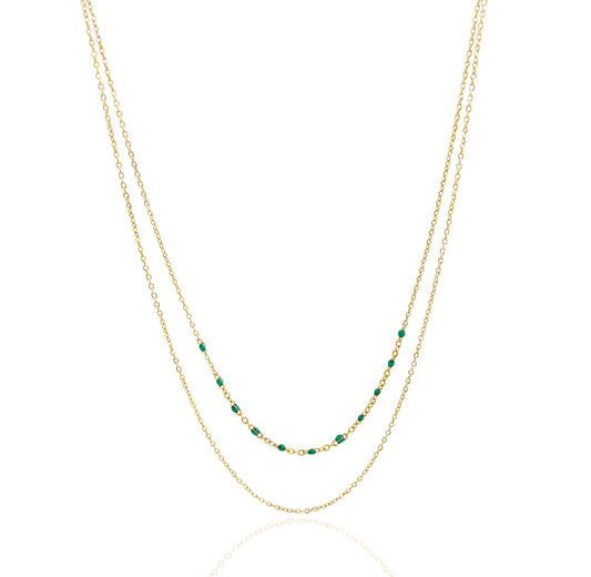 Collar de cuentas verdes Roxi Detainy Gold Duo