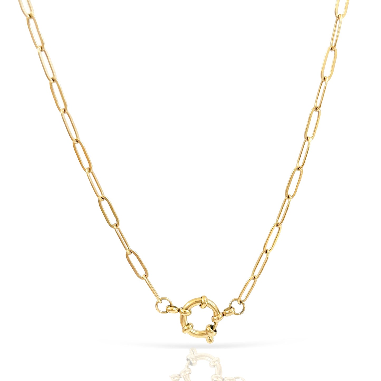 COLLAR CON DIJE DE CADENA DE CLIP DE PAPEL DORADO KELLY