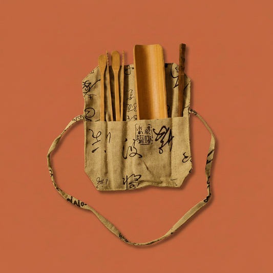 Bamboo Tea Tool Set in Travel Pouch