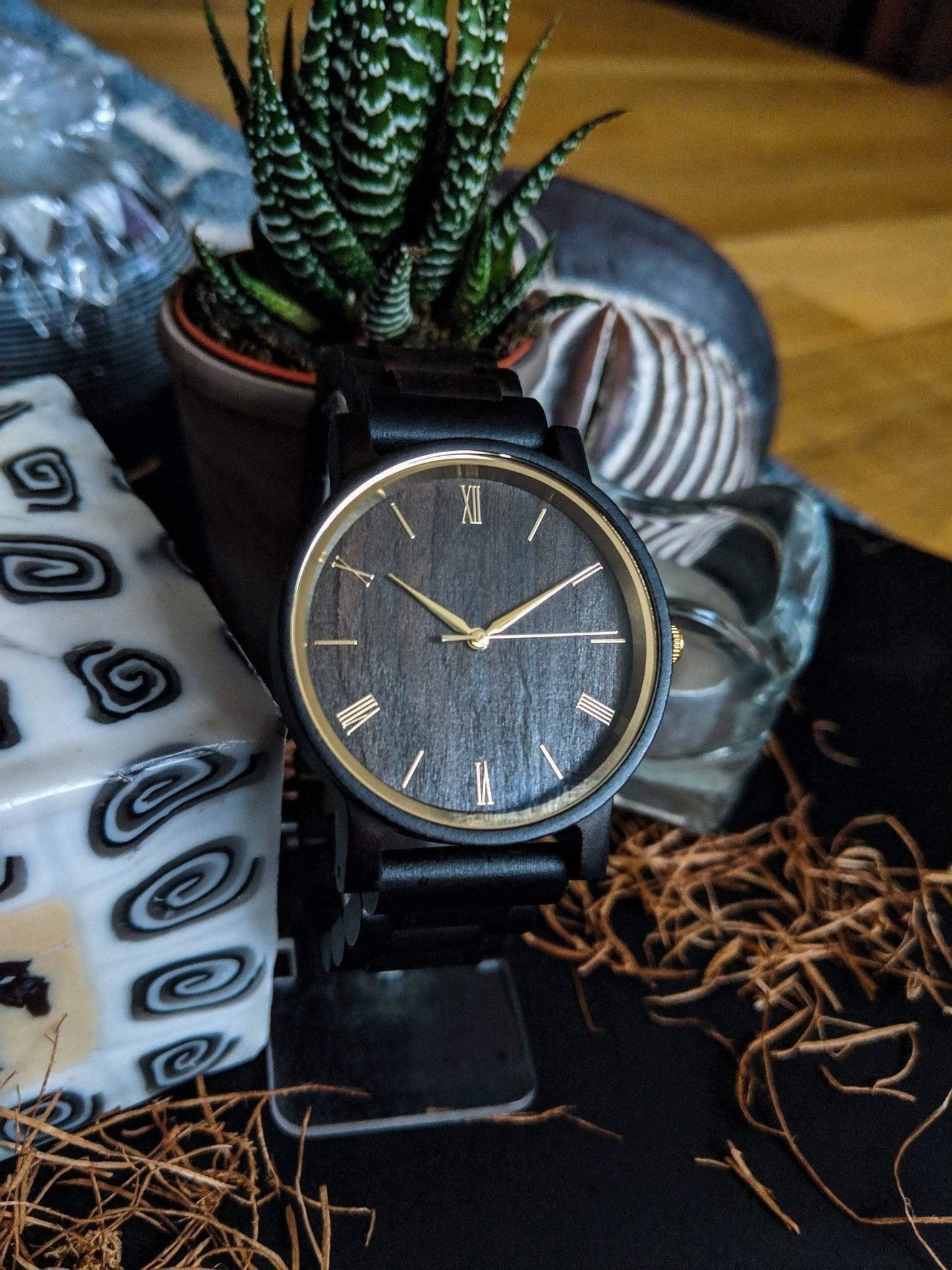 Juego de 10 relojes de madera para padrinos de boda - Ébano Arce