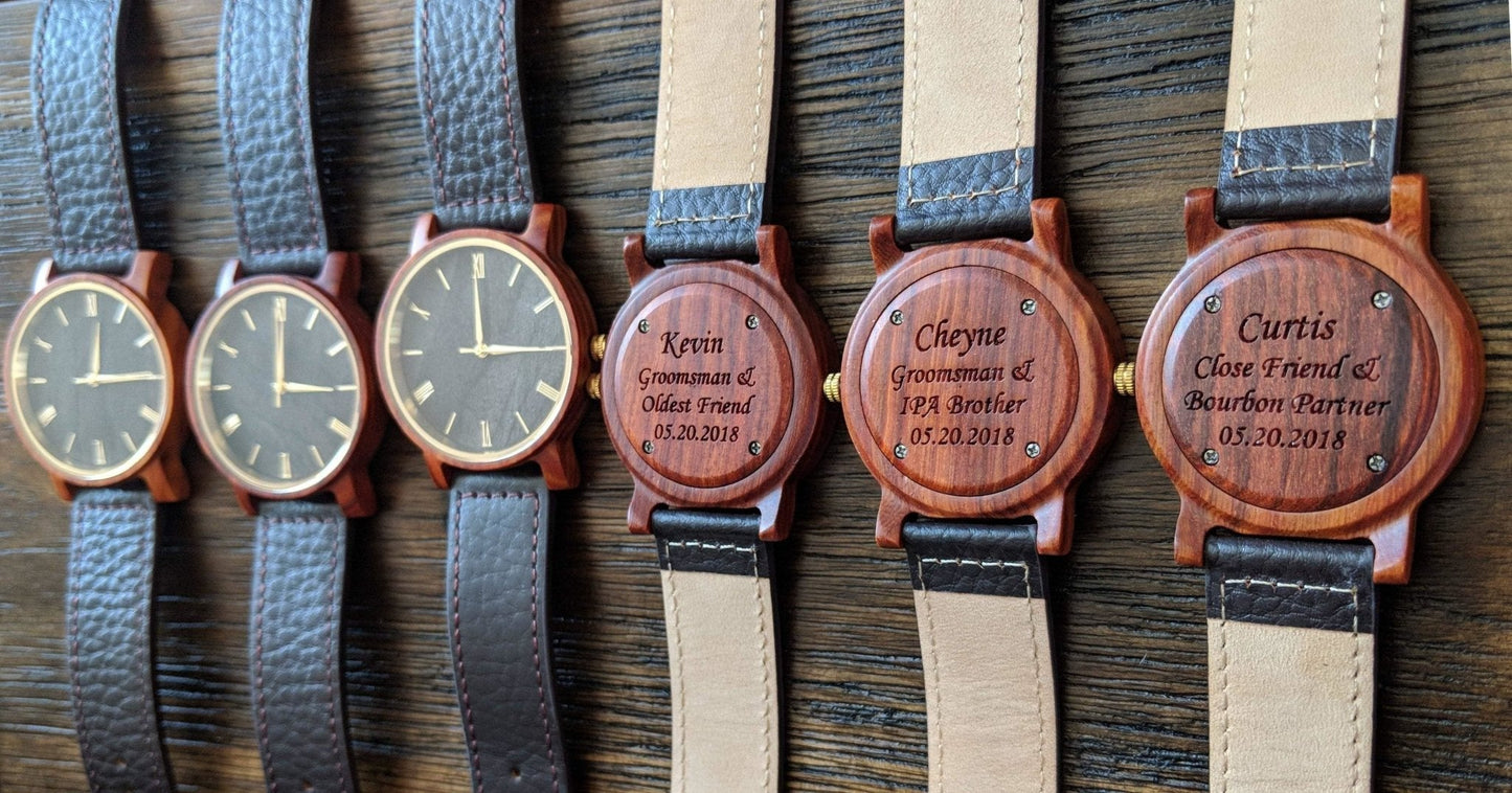Juego de 10 relojes de madera para padrinos de boda, color rojo Arce