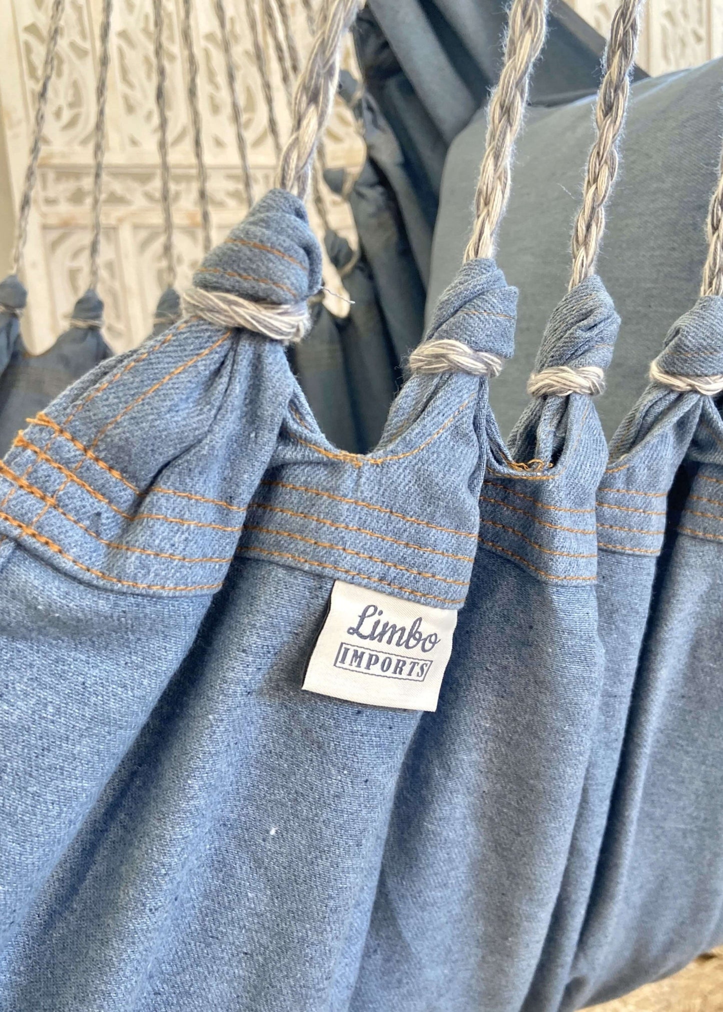 Silla hamaca colgante pequeña de mezclilla azul | DENIM Jr.