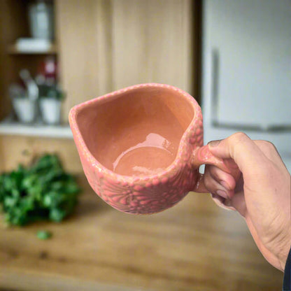 Taza de Talavera con forma de corazón | Taza de café mexicana rosa pintada a mano