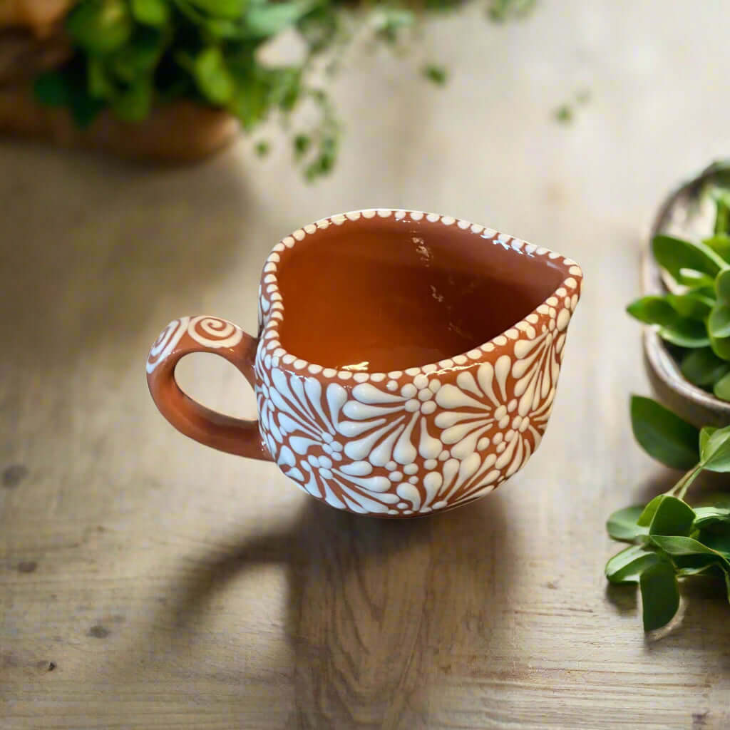 Taza de Talavera con forma de corazón | Taza de café mexicana pintada a mano