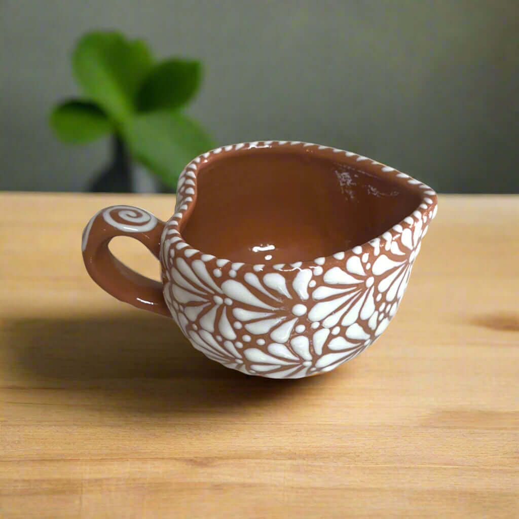 Taza de Talavera con forma de corazón | Taza de café mexicana pintada a mano