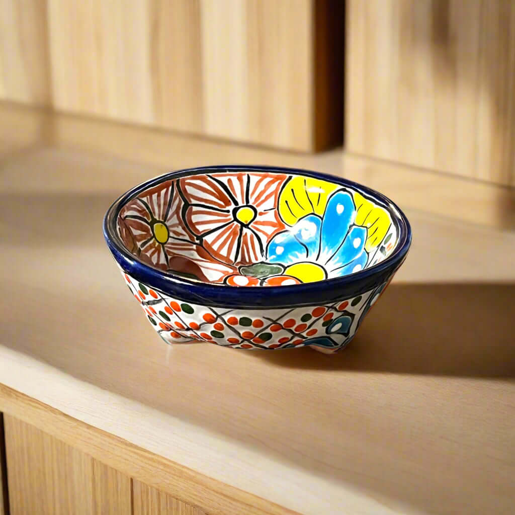 Tazón de salsa de cerámica de Talavera | Plato mexicano artesanal
