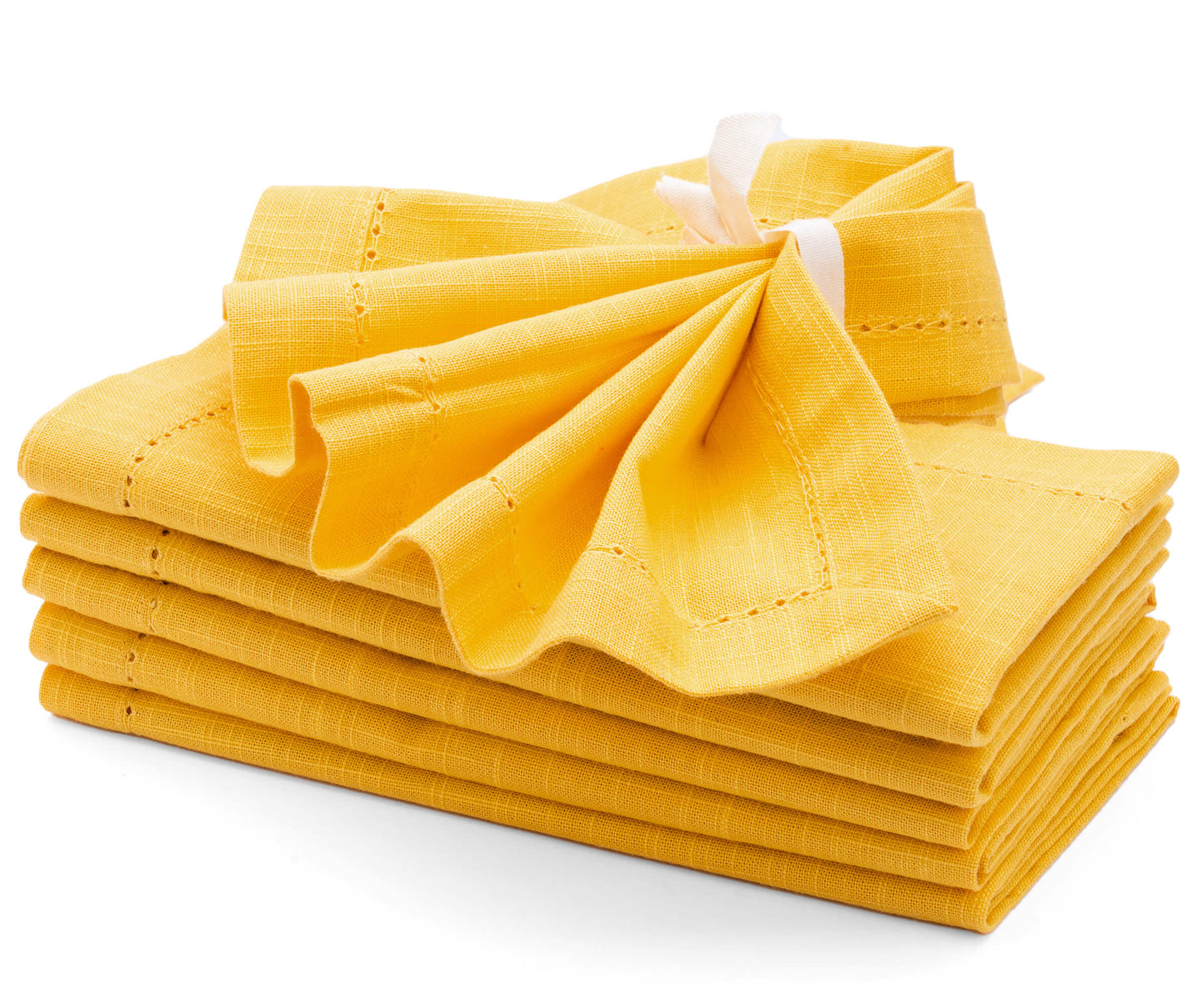 Servilletas amarillas con dobladillo