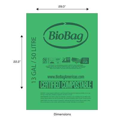 Biobag 13 Gal Compostable Bags (4-Roll Pack, QTY:40)