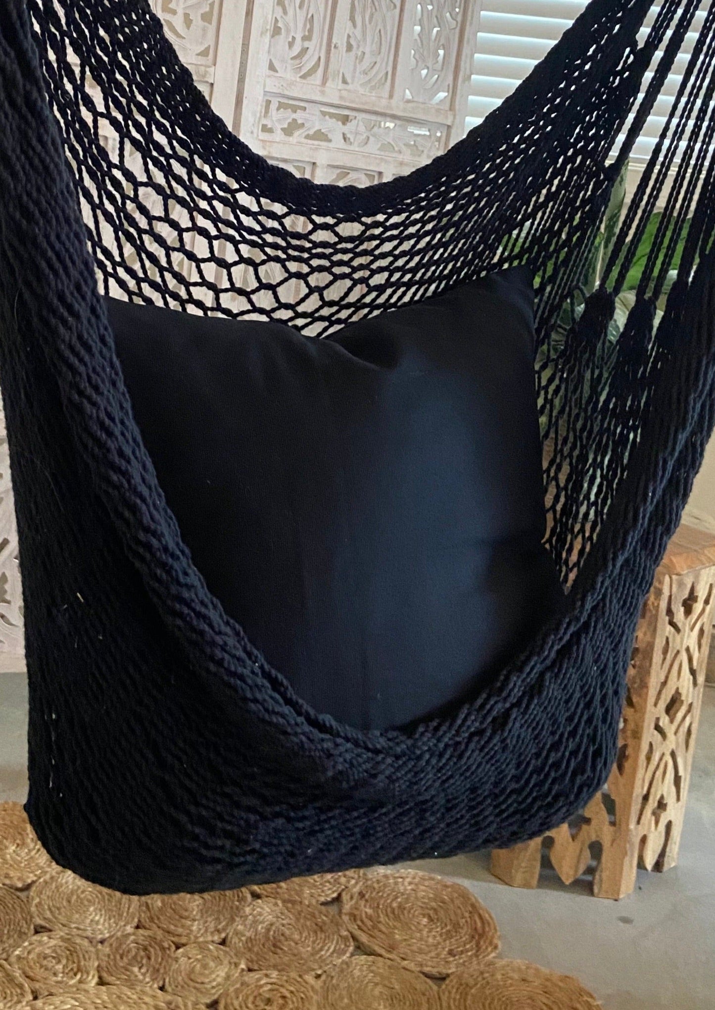 Black Macrame Woven Hammock Swing Chair | DIANA