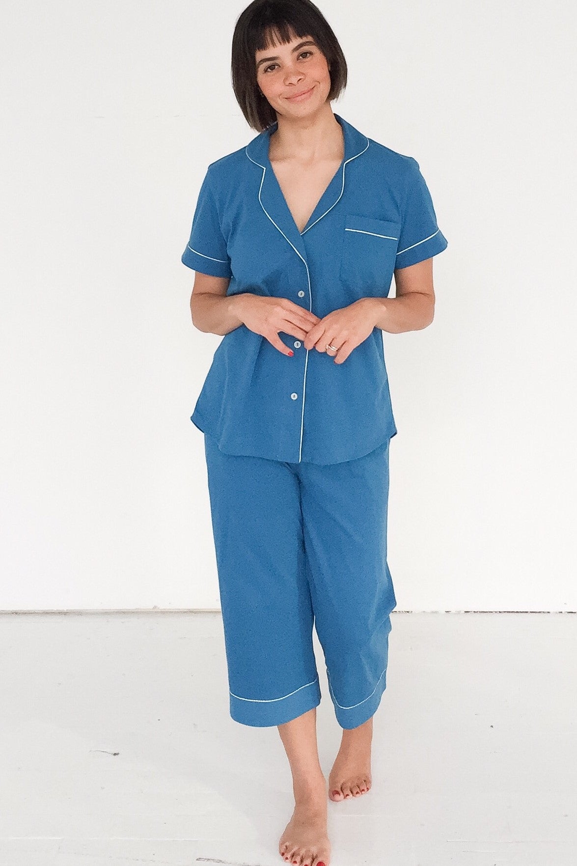 Pijama capri clásico de lujo SALUA en algodón pima cepillado