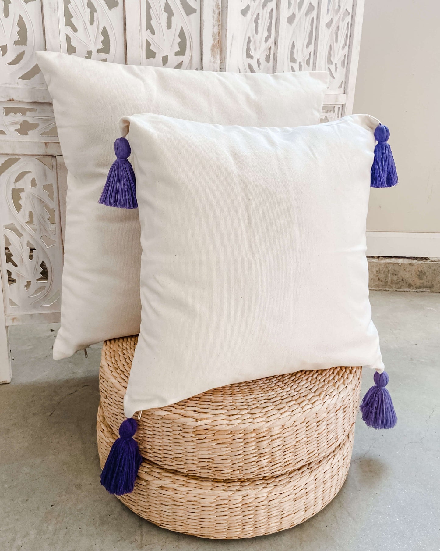 Silla hamaca colgante estilo boho morado con borlas | LILY