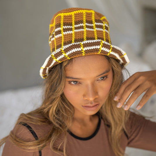 ISLAND TANNING Gorro de crochet a cuadros