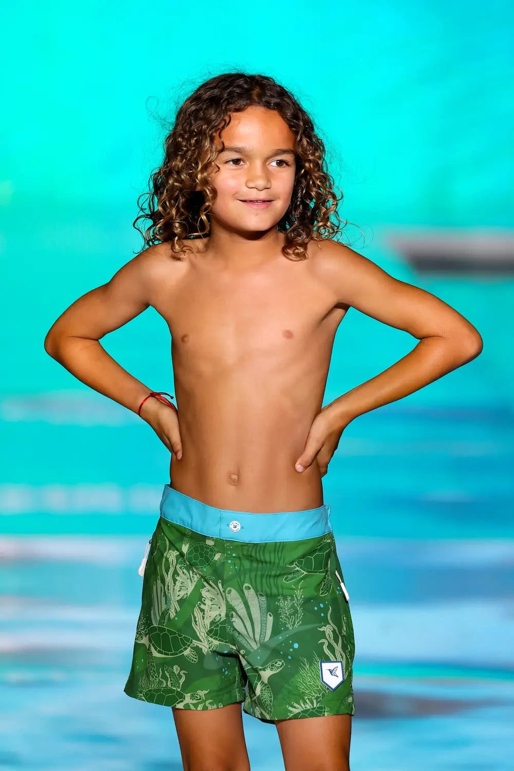 Bañador de natación verde tropical para niños