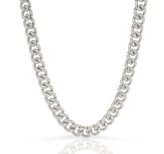 MASON LARGE SILVER CUBAN CHAIN NECKLACE