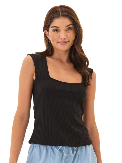 Camiseta de tirantes Leah Organic Rib con cuello cuadrado