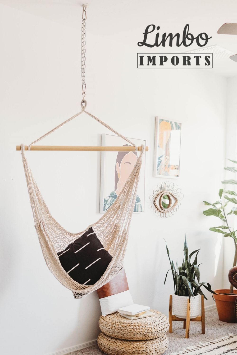Indoor Diamond Hammock Swing Chair Hanging Mount | WOOD BEAM Ceiling Mount